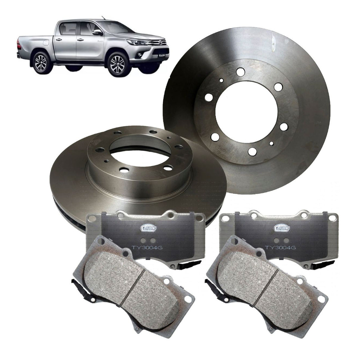 Discos + Pastilla Freno Delantero Toyota Hilux 2.4 2016-2023