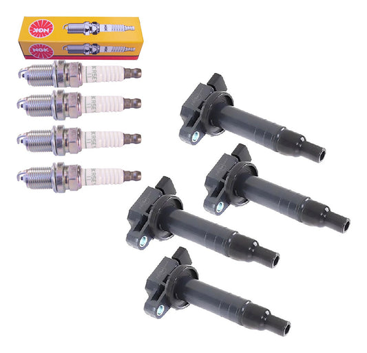 Set De 4 Bujías + Set 4 Bobinas Toyota Yaris 1.5 2014-2017