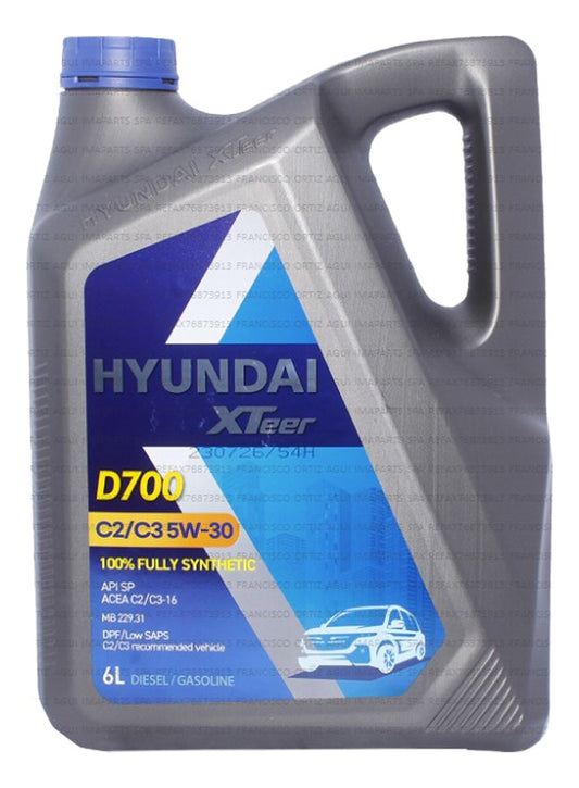 Aceite Sintetico Ultra 5w30 Marca Hyundai 6 L T S
